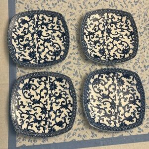Blue and White Ralph Lauren Mandarin Square Salad/Dessert Plates—Set of 4